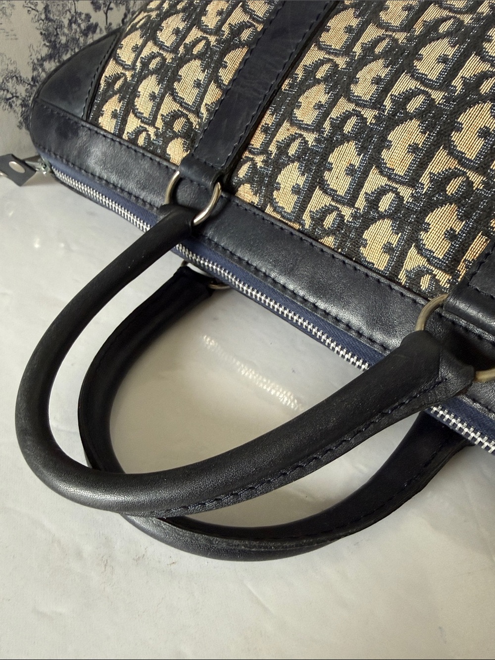 Authentic Dior Black and Beige Large Boston Handbag. - Picture 11 of 17